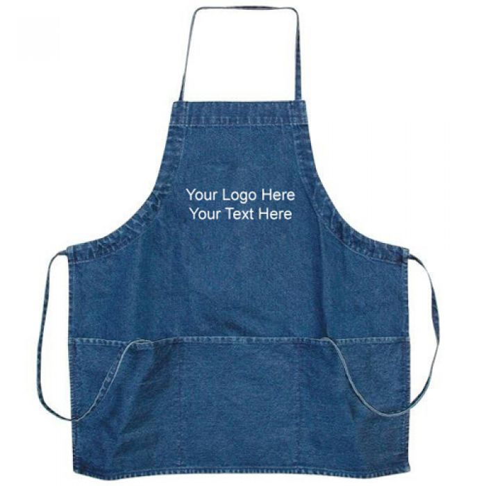 Custom Logo Imprinted Denim 3-Pocket Aprons