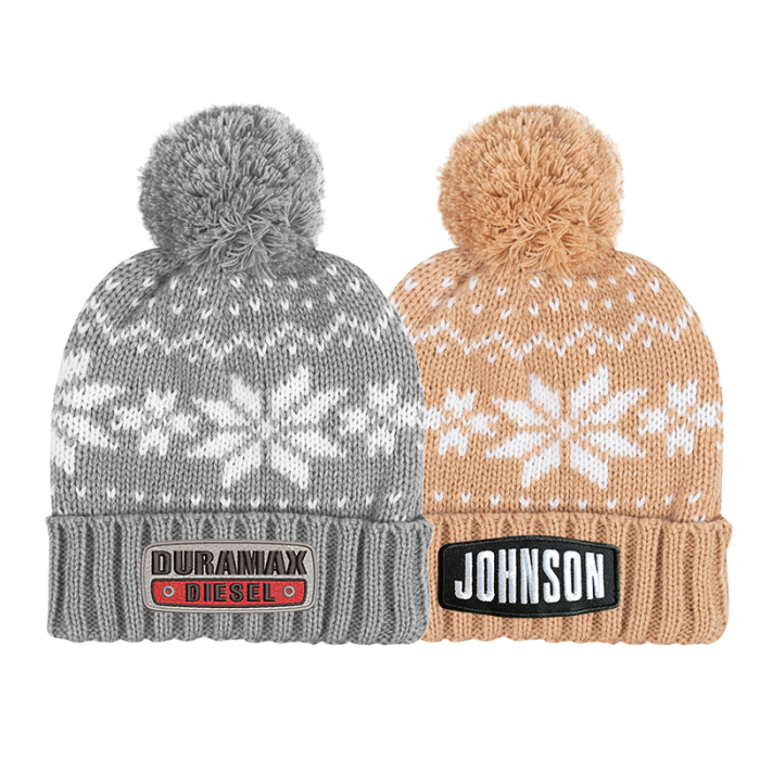 Custom Printed Holiday Pom Beanies