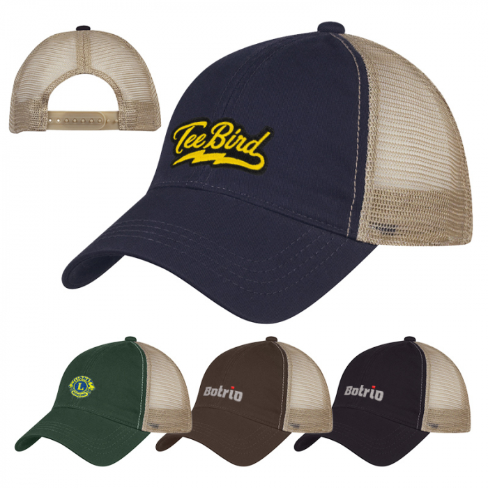 Promotional Washed Cotton Mesh Back Caps