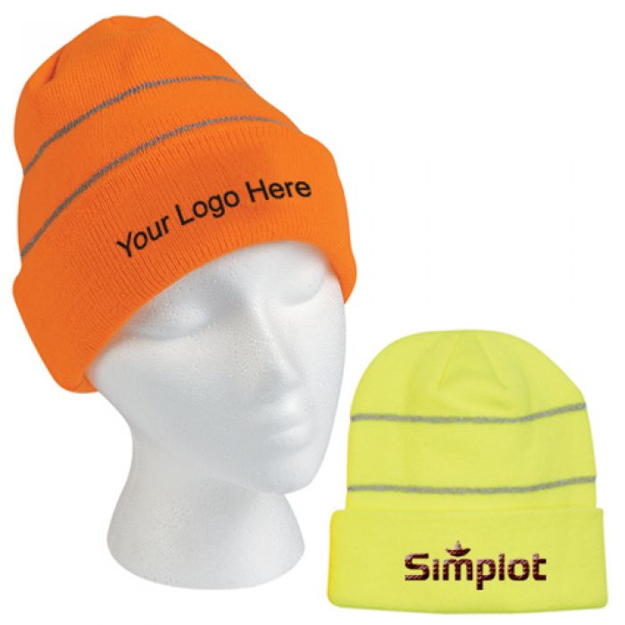 Custom Knit Beanie with Reflective Stripes