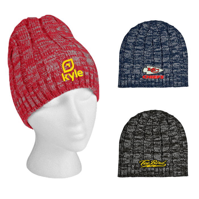 Custom Embroidered Heathered Knit Beanies
