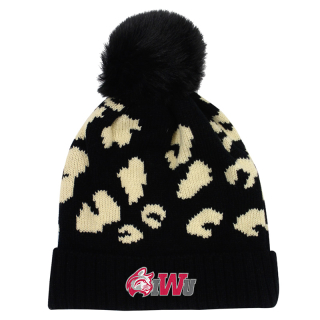 Leopard Print Pom Beanies