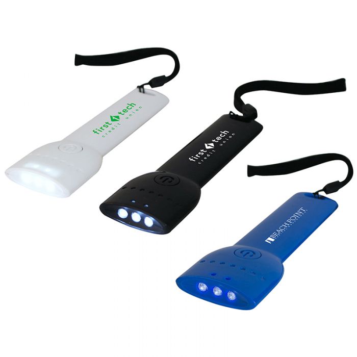 Custom Imprinted 3 LED Flat Plastic Flashlights with Magnet