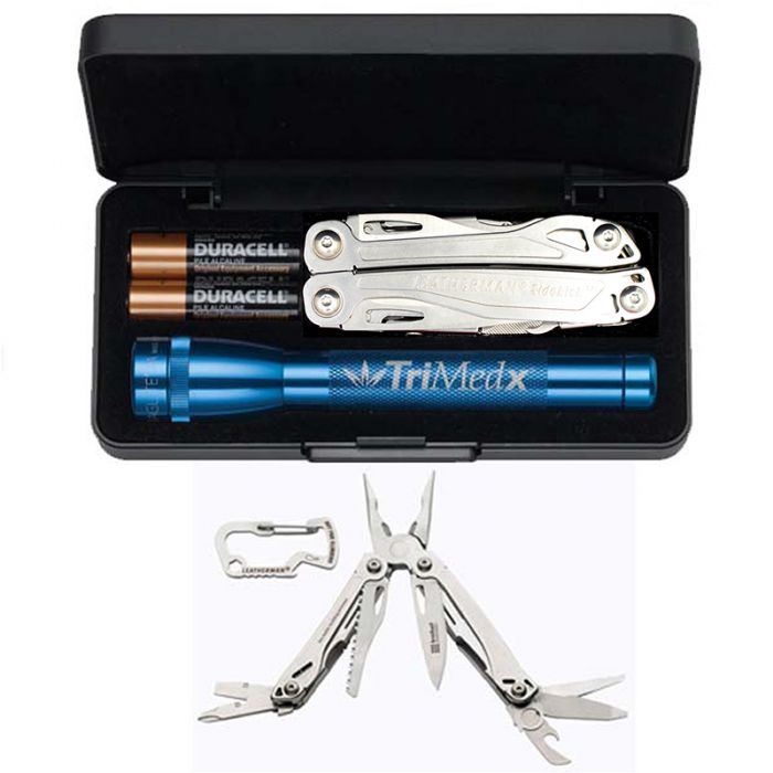 Promotional AA Mini Maglite Flashlights and Leatherman Sidekick