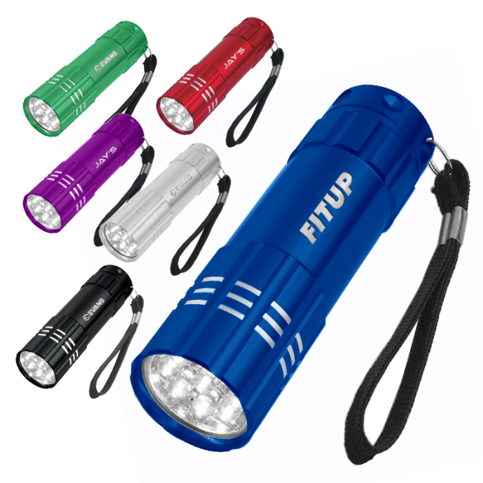 Personalized Aluminum LED Flashlights with Straps