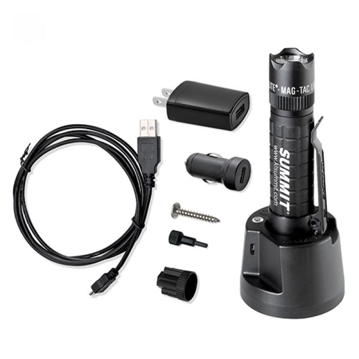 Custom Maglite Magtac LED Rechargeable Flashlight System Crowned Bezel