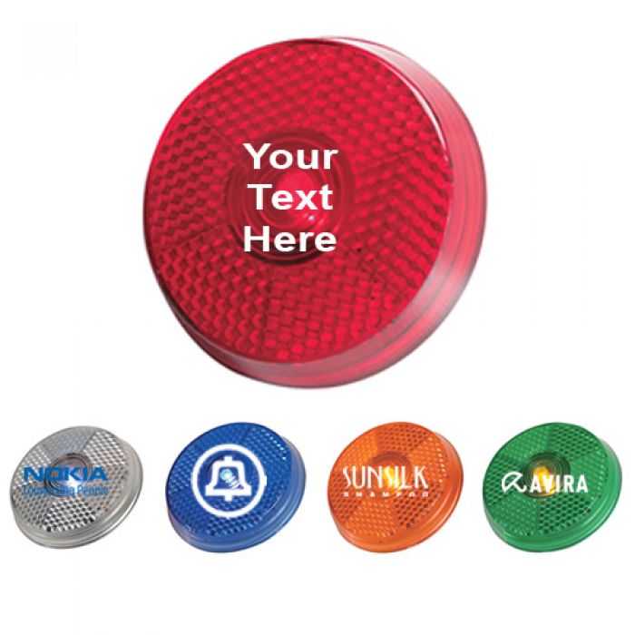 Personalized Round Blinking Flashlight with Back Clips
