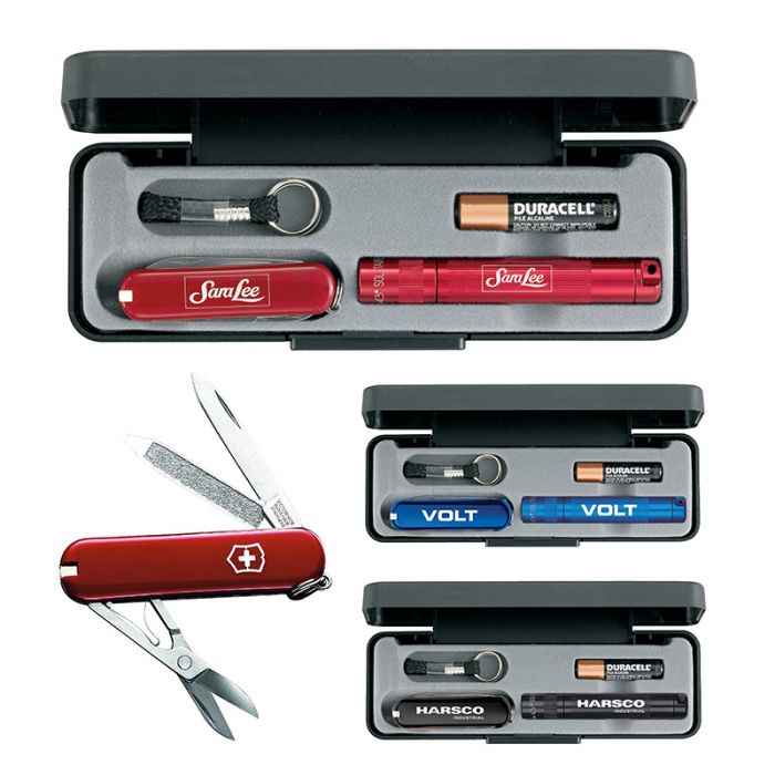 Personalized MagLite Solitaire with Swiss Army Knife