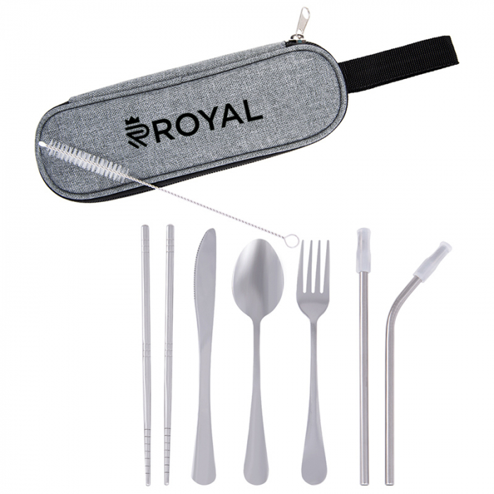 Custom Printed Stainless Steel Cutlery Set In Pouch