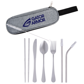 Printed Stainless Steel Cutlery Set In Pouch