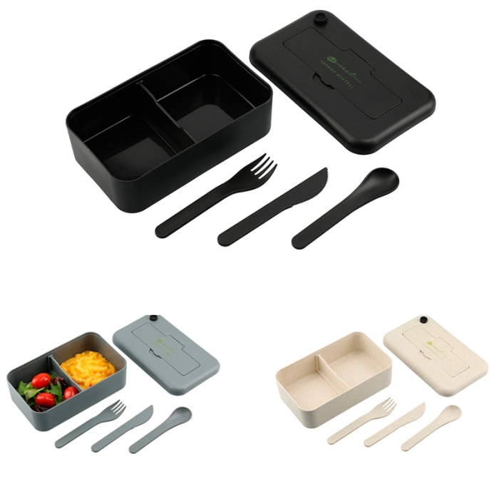 Customized Bamboo Fiber Lunch Box with Utensil Pocket