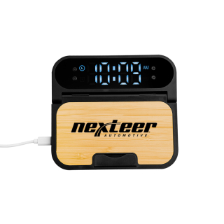 ized 15W Bamboo Folding Chargers with Digital Clock