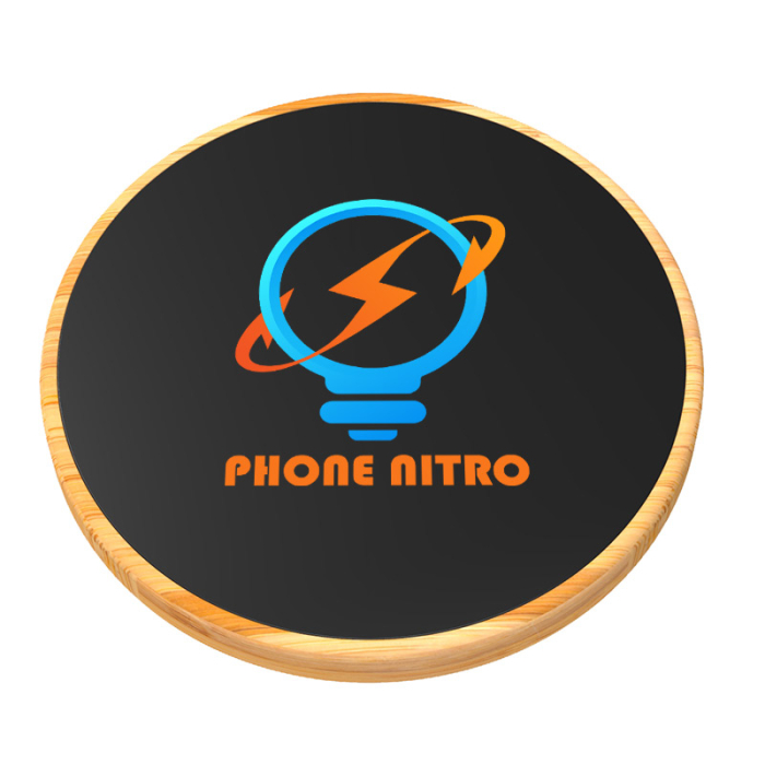 Imprinted Full Color Bamboo 15W Wireless Chargers 