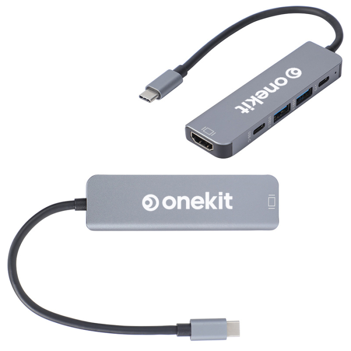Promotional Zing USBC 5 Port Hubs with USBA, USBC, and HDMI 