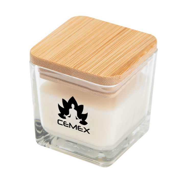 Custom Printed Mini Candles with Bamboo Lid