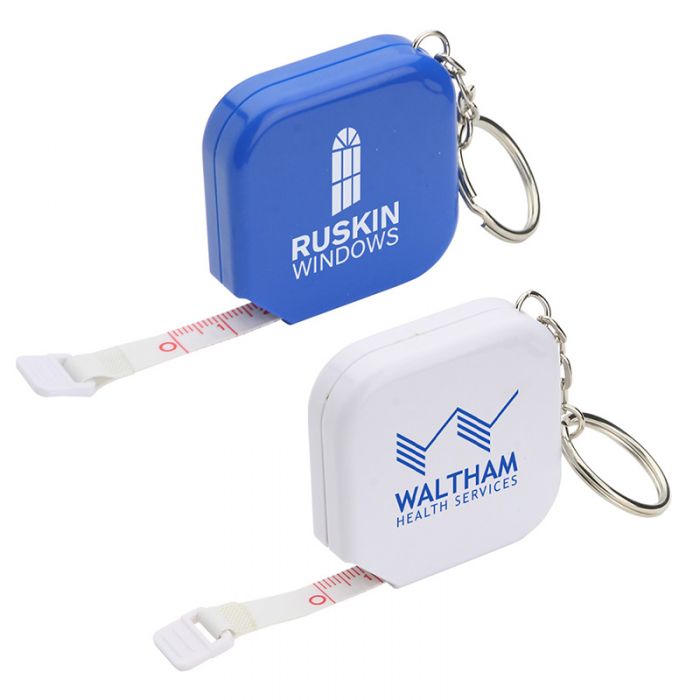 Custom Printed Square 5' Tape Measures with Keychain