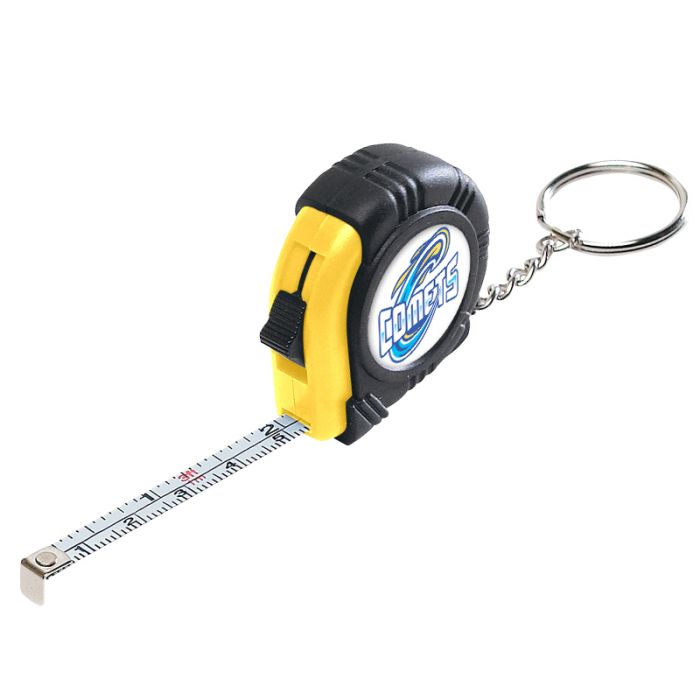 Customized Rubber Tape Measure Key Tag With Laminated Label