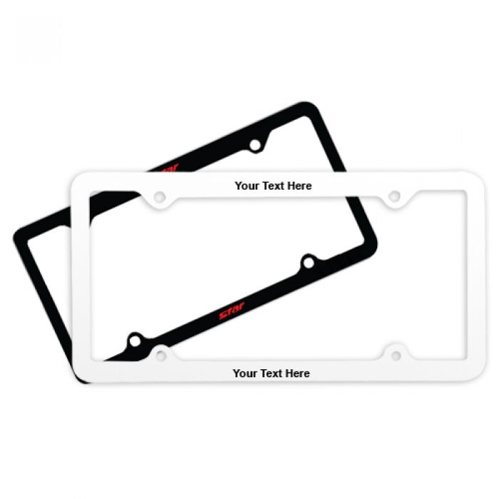 Custom Imprinted Thin Panel License Plate Frames with Straight 4 Holes