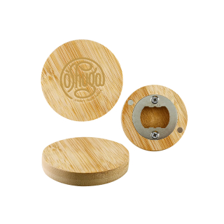Printed Bamboo Bottle Opener Magnets