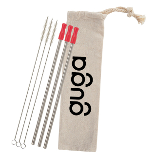 3-Pack Stainless Straw Kits with Cotton Pouch