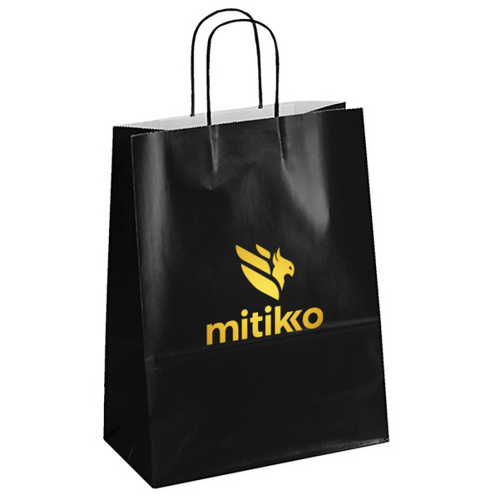 Custom Printed Gloss Paper Amber Color Shopping Bags