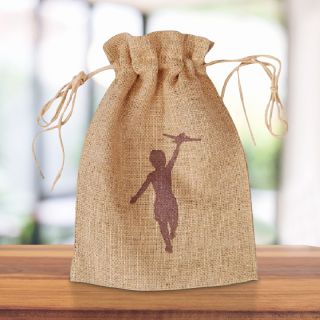 Printed Small Natural Drawstring Jute Tote Bags