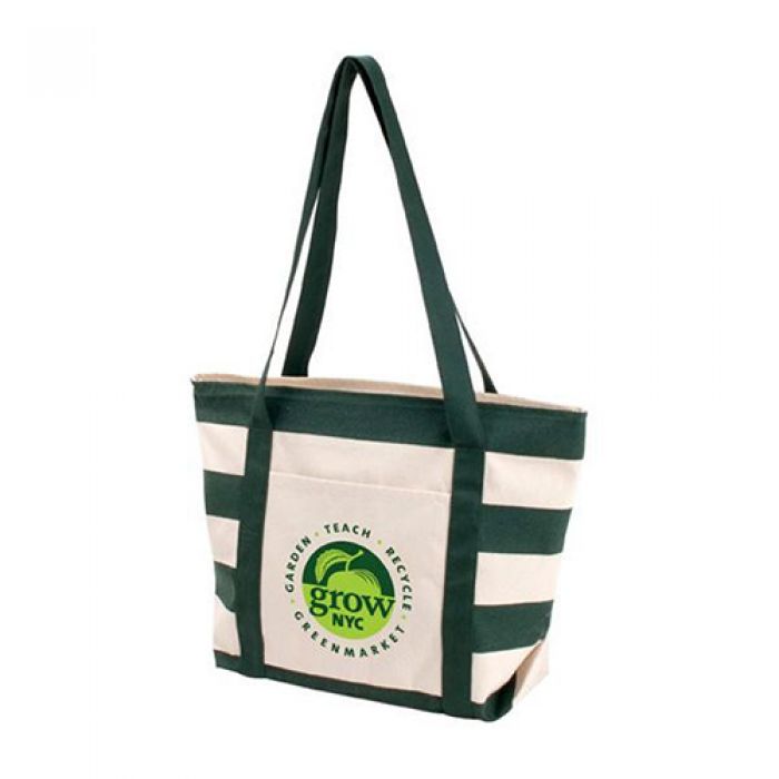 Promotional Striped Accent Boat Tote Bags