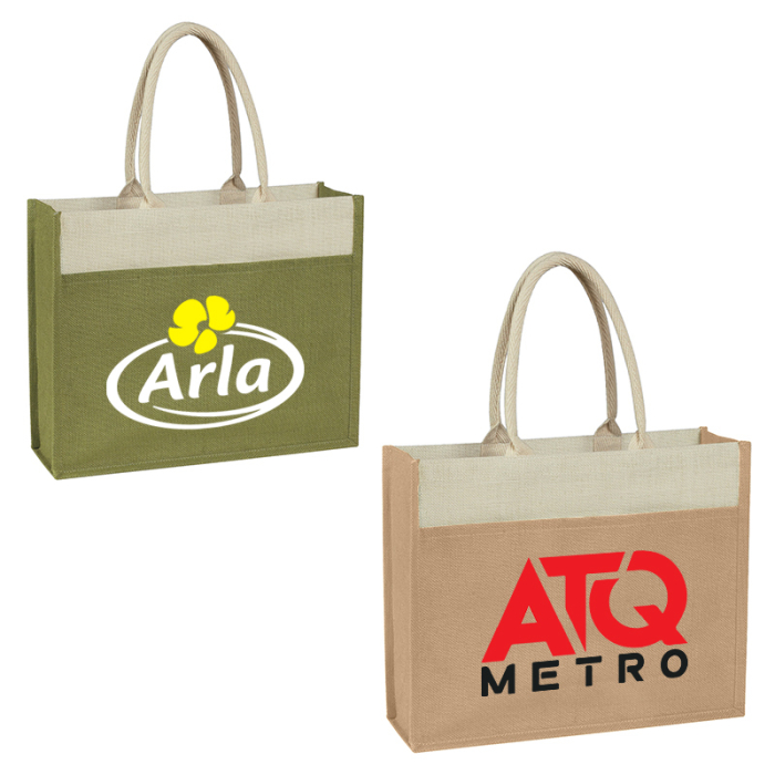 Custom Jute Tote Bags with Front Pocket