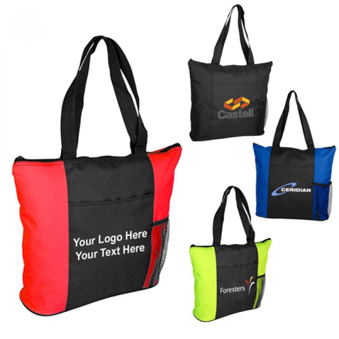 Logo Imprinted All Purpose Zippered Tote Bags