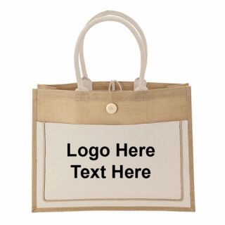 ized Two Tone Natural Jute Tote Bags