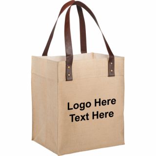 Logo Jute Grocery Tote Bags