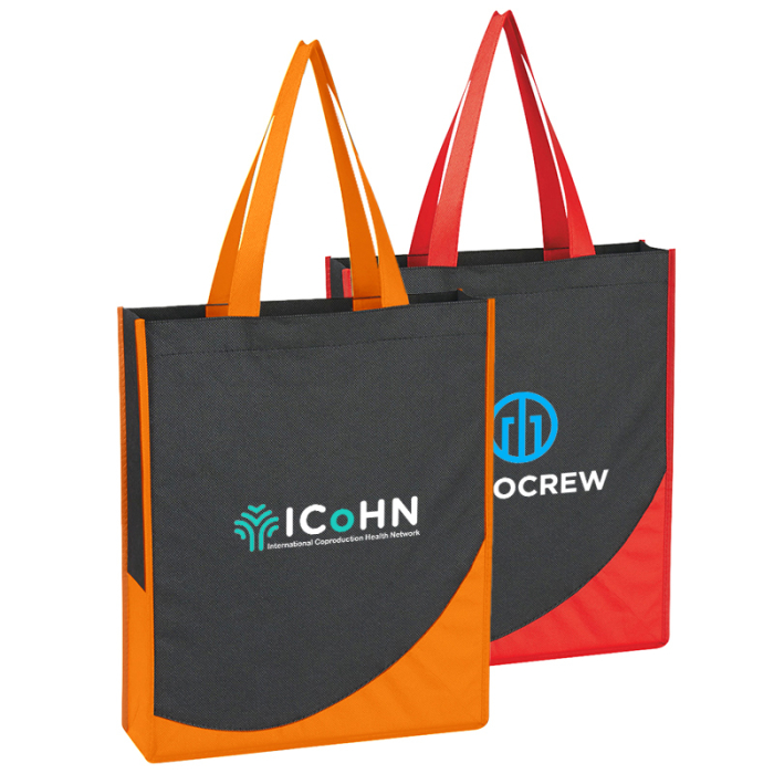 Promotional Logo Non Woven Tote Bags with Accent Trim