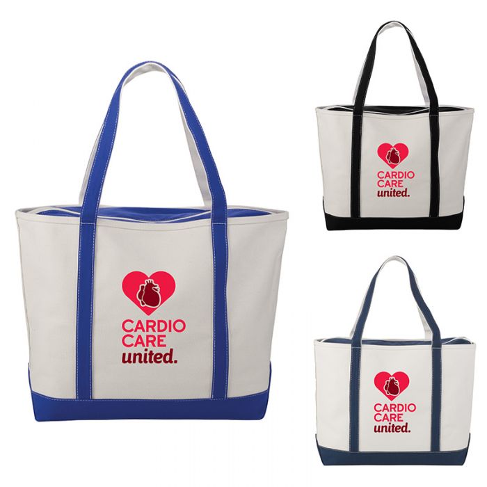 Promotional Premium 24 Oz Cotton Canvas Zippered Boat Tote Bags