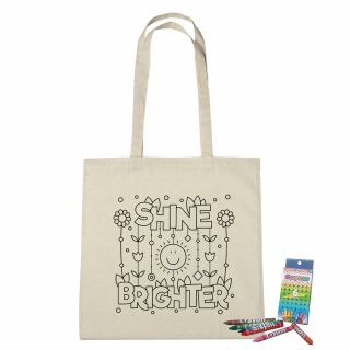 Pure Cotton Coloring Tote Bags with Crayons