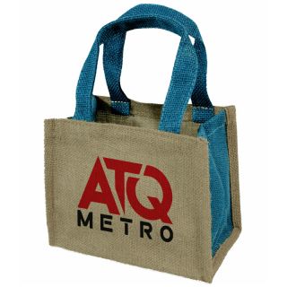 Natural Two Tone Jute Small Tote Bags