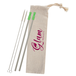 2-Pack Stainless Straw Kits with Cotton Pouch