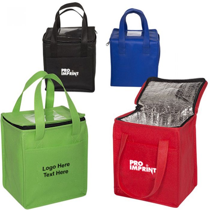 Customized Non-Woven Cubic Lunch Bags with ID Slot