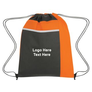 Printed Non-Woven Drawstring Pack with Large Front Pockets