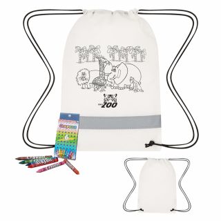 Reflective Coloring Drawstring Bags with Crayons