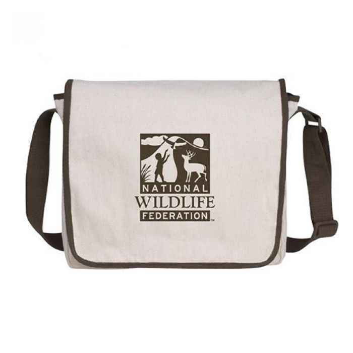 Promotional V Natural Recycled Cotton Messenger Bags