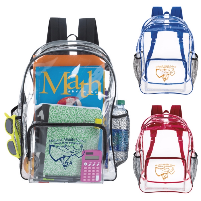 Custom Imprinted Clear Zippered Backpacks
