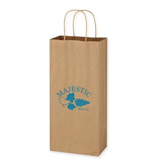 Printed 5.25x13 Inch Brown Kraft Paper Wine Bags