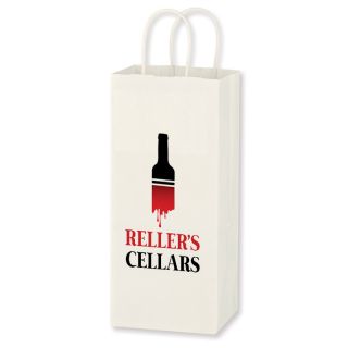 Printed 5.25x13 Inch Kraft White Paper Wine Bags