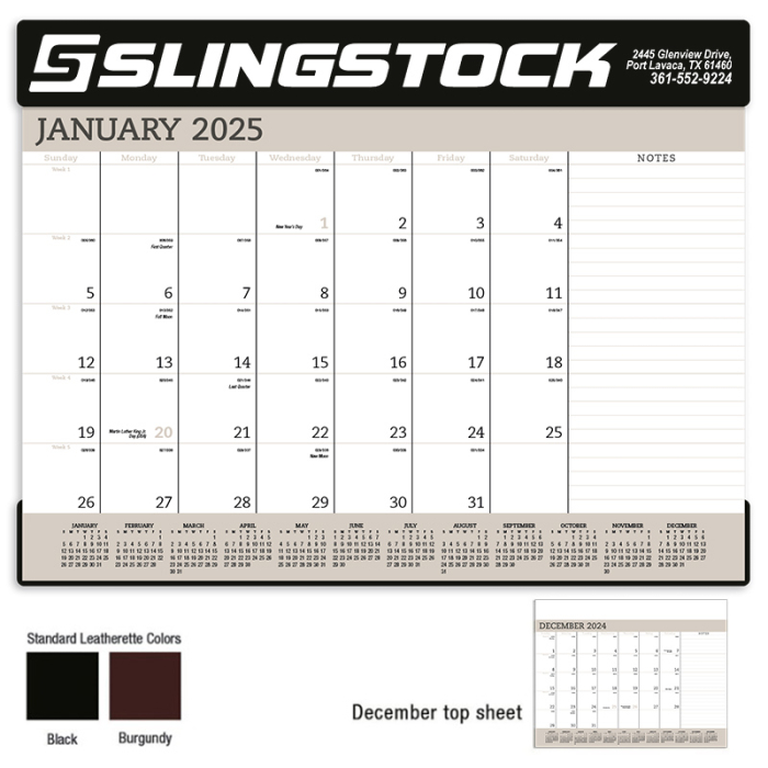 Vinyl Desk Pad Calendars
