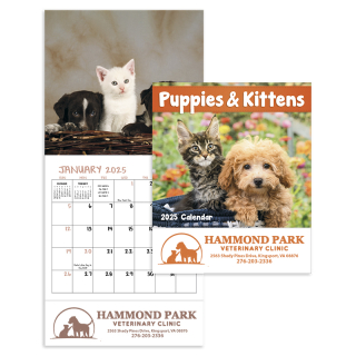 Custom Imprinted Puppies and Kittens Mini Wall Calendars