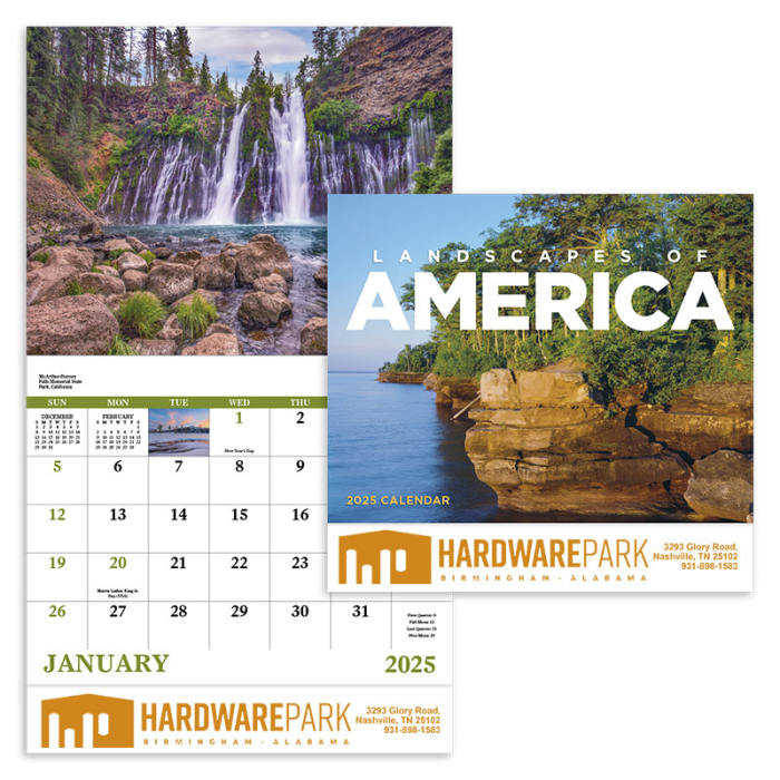Custom Printed Landscapes of America Stapled Wall Calendars