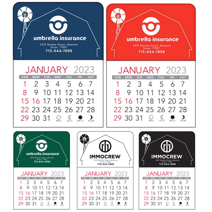 Custom Imprinted Barn Vinyl Adhesive Mini Stick Calendars