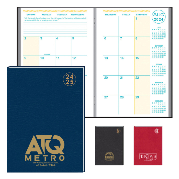 Custom Printed Academic Desk Monthly Planners with Printed Morocco Covers