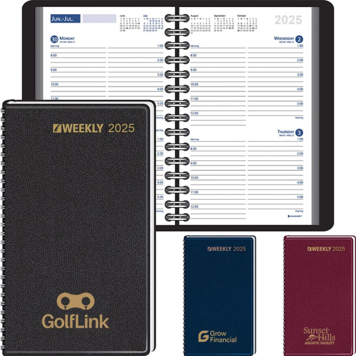 Custom Printed Ruled Two Days Per Page Wired To Cover Planners