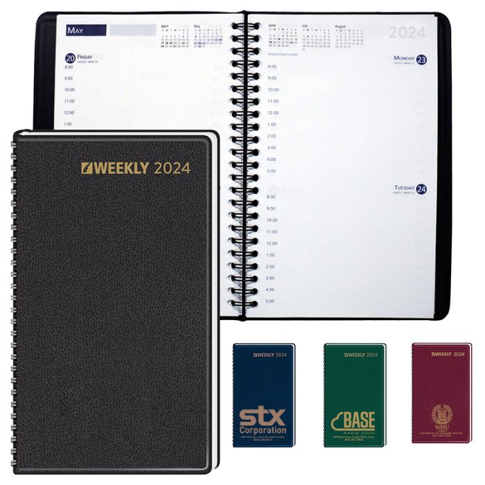 Custom Printed Unruled Two Days Per Page Wired To Cover Planners